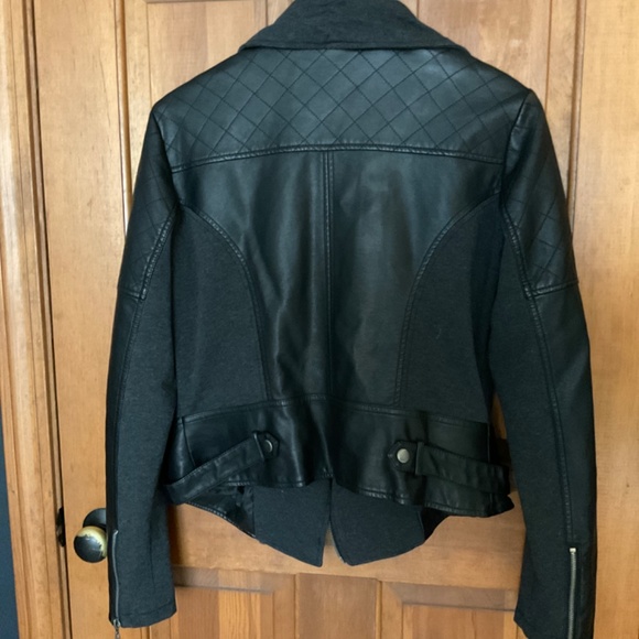 Blanc Noir Mixed Media Moto Jacket - L - Picture 6 of 8